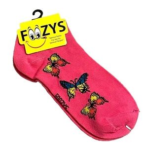 Foozys Women's Ankle Socks: Butterflies; Pink; Women's‎ Size 9-11
